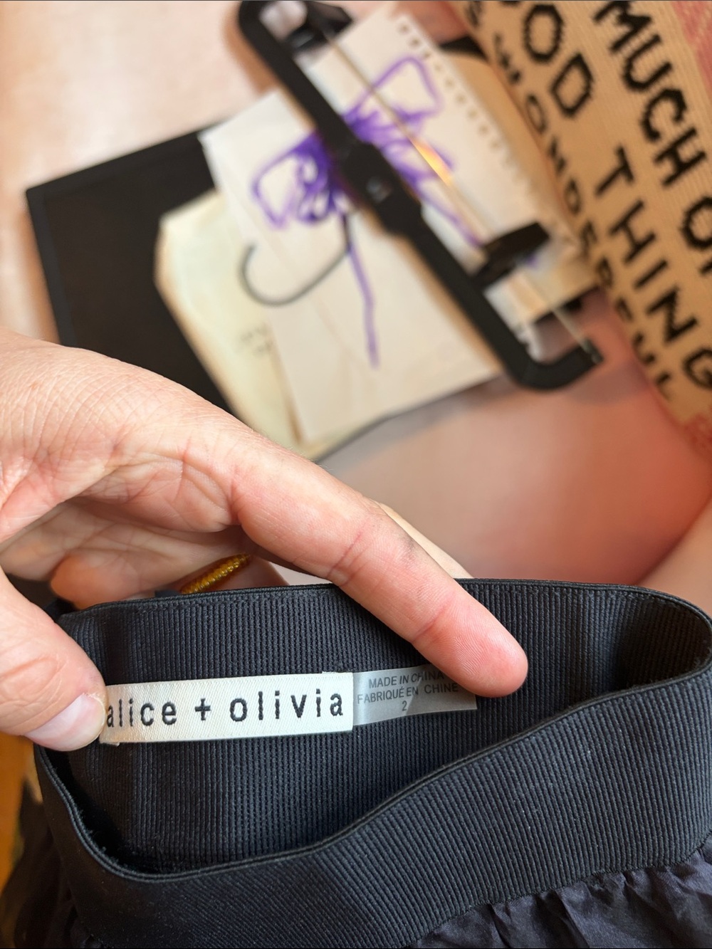 Alice and Olivia Floral Black Maxi Skirt with Sheer Overlay - Picture 3 of 5